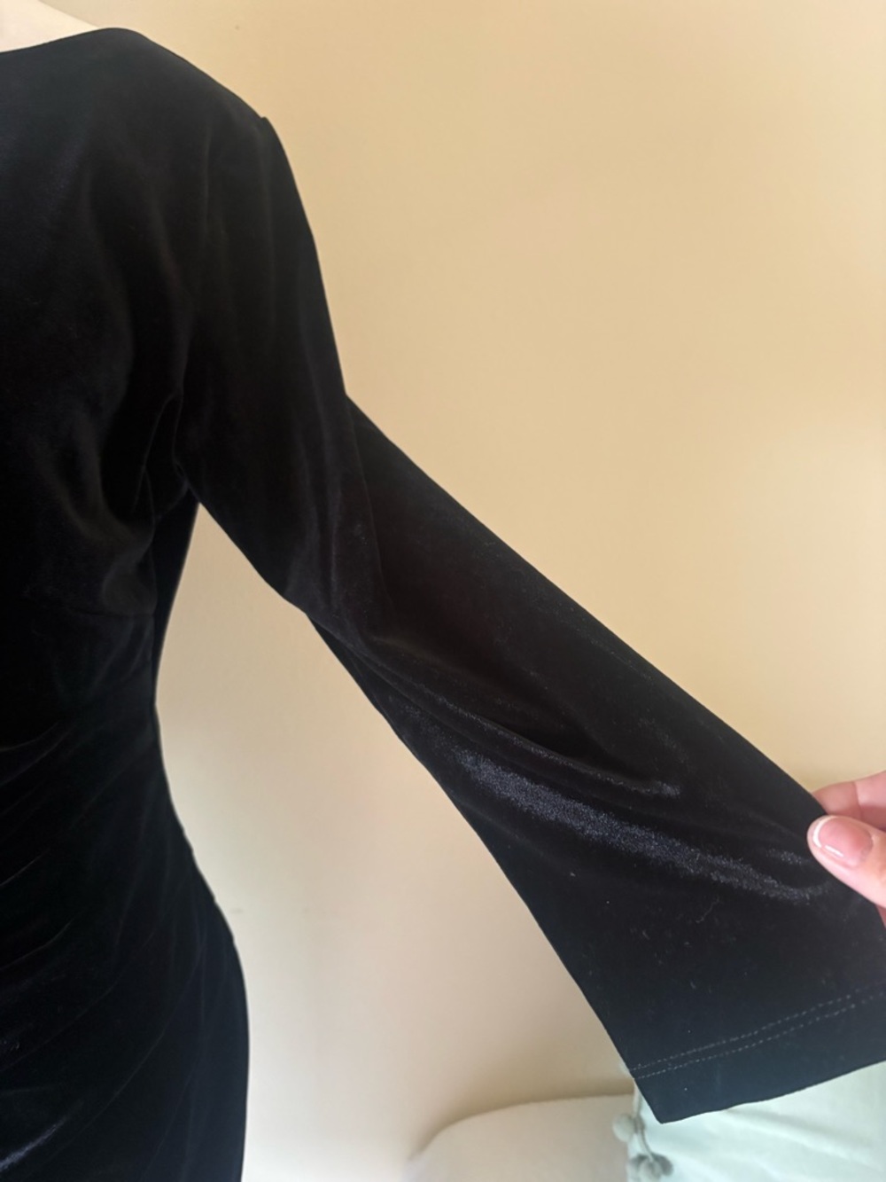 Anne Klein Black Velvet Long-Sleeve Sheath Dress - Picture 2 of 3